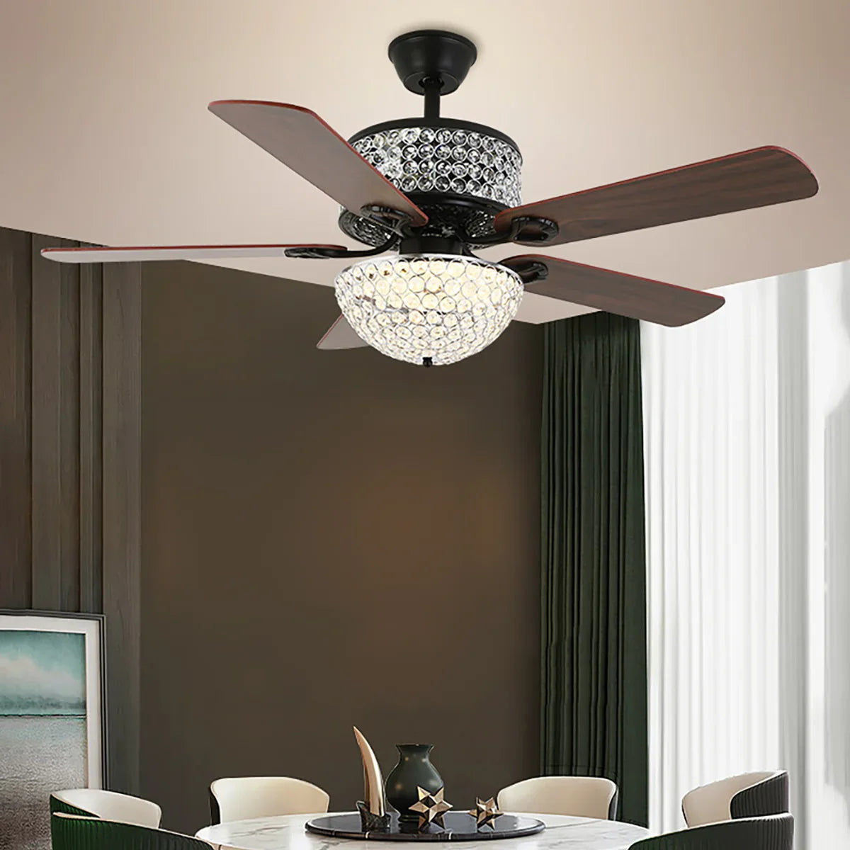 Crystal Tiffany Laure Ceiling Fan Light - view 5 | Metavaya