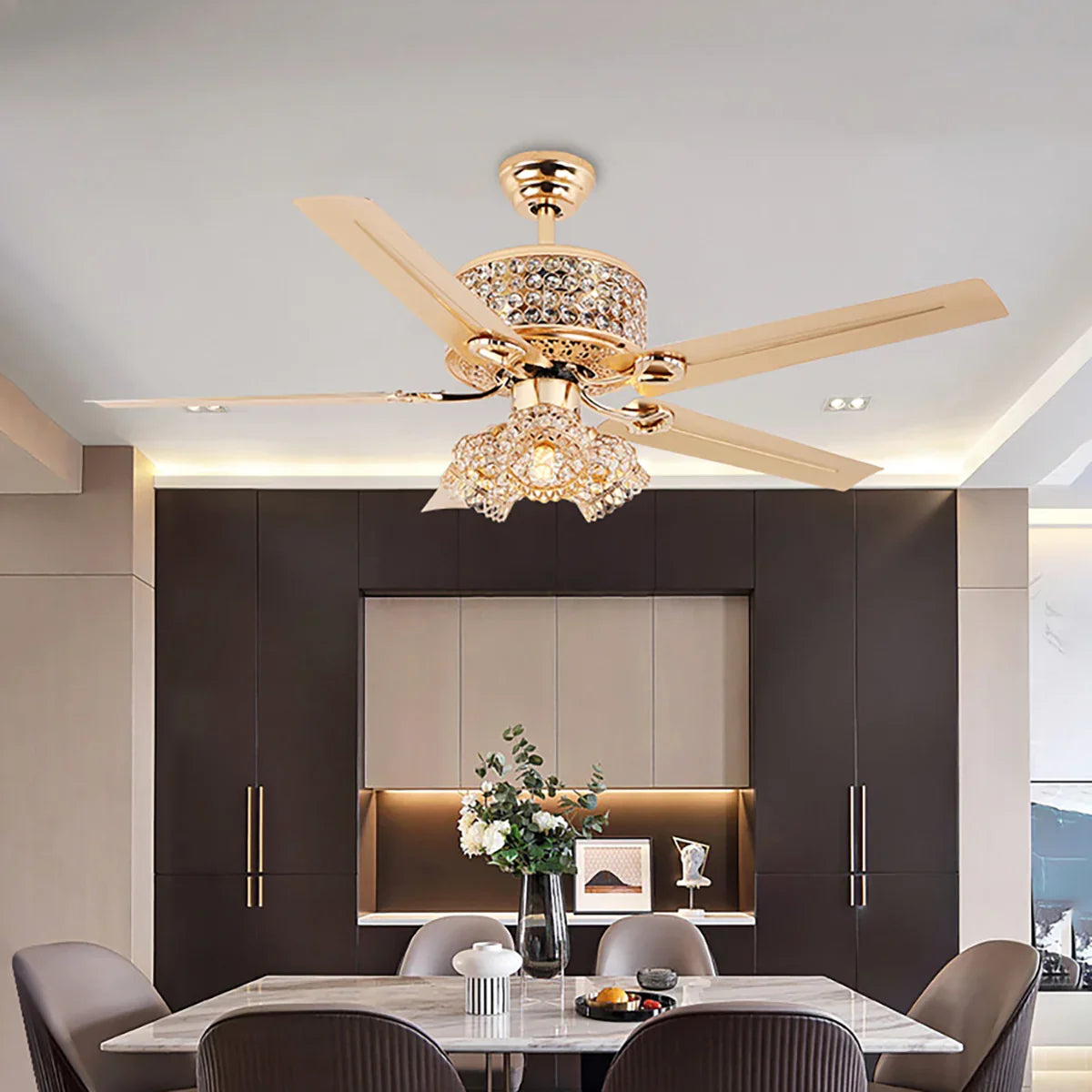 Crystal Tiffany Laure Ceiling Fan Light - view 4 | Metavaya