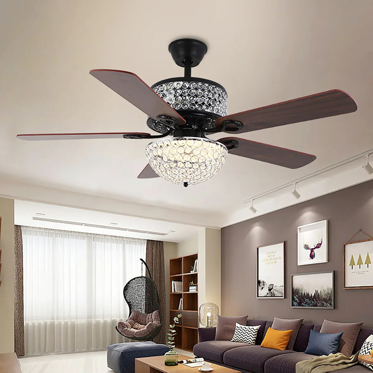 Crystal Tiffany Laure Ceiling Fan Light - view 11 | Metavaya