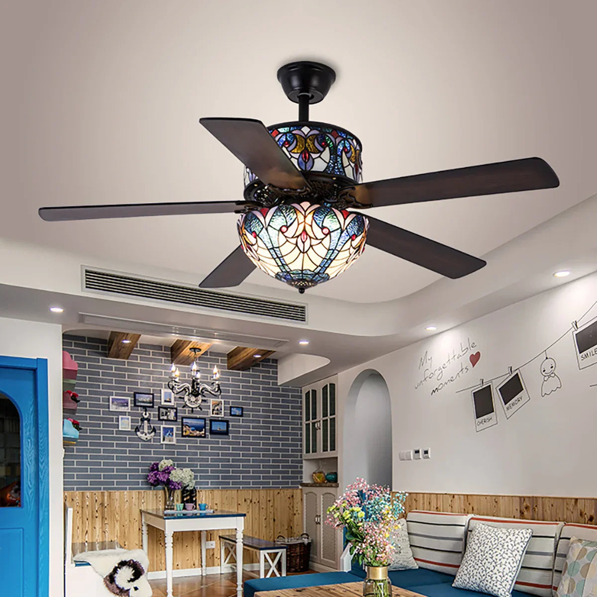 Crystal Tiffany Laure Ceiling Fan Light - view 12 | Metavaya