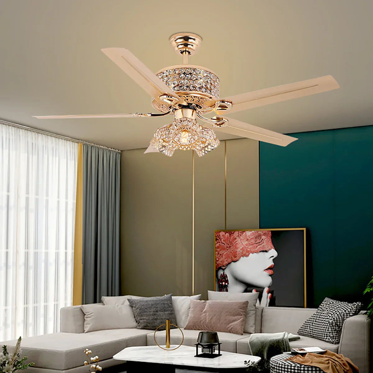 Crystal Tiffany Laure Ceiling Fan Light - view 13 | Metavaya