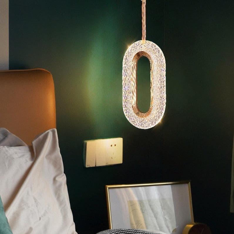Metavaya Pendant light Single head Dia 12cm x H 36cm / ∅ 4.7″ x H 14.2″ / Gold / Warm White Crystal Wormhole Pendant Light 662668905778 M2024011104-1