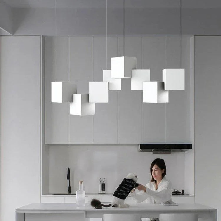 Metavaya Pendant Lights 8 Heads Dia 72cm x H 20cm / ∅ 28.3″ x H 7.9″ / White / Warm White Cube Pendant Lights 662668906676 M2024011502-5 Cube Chandelier | Discount Sale