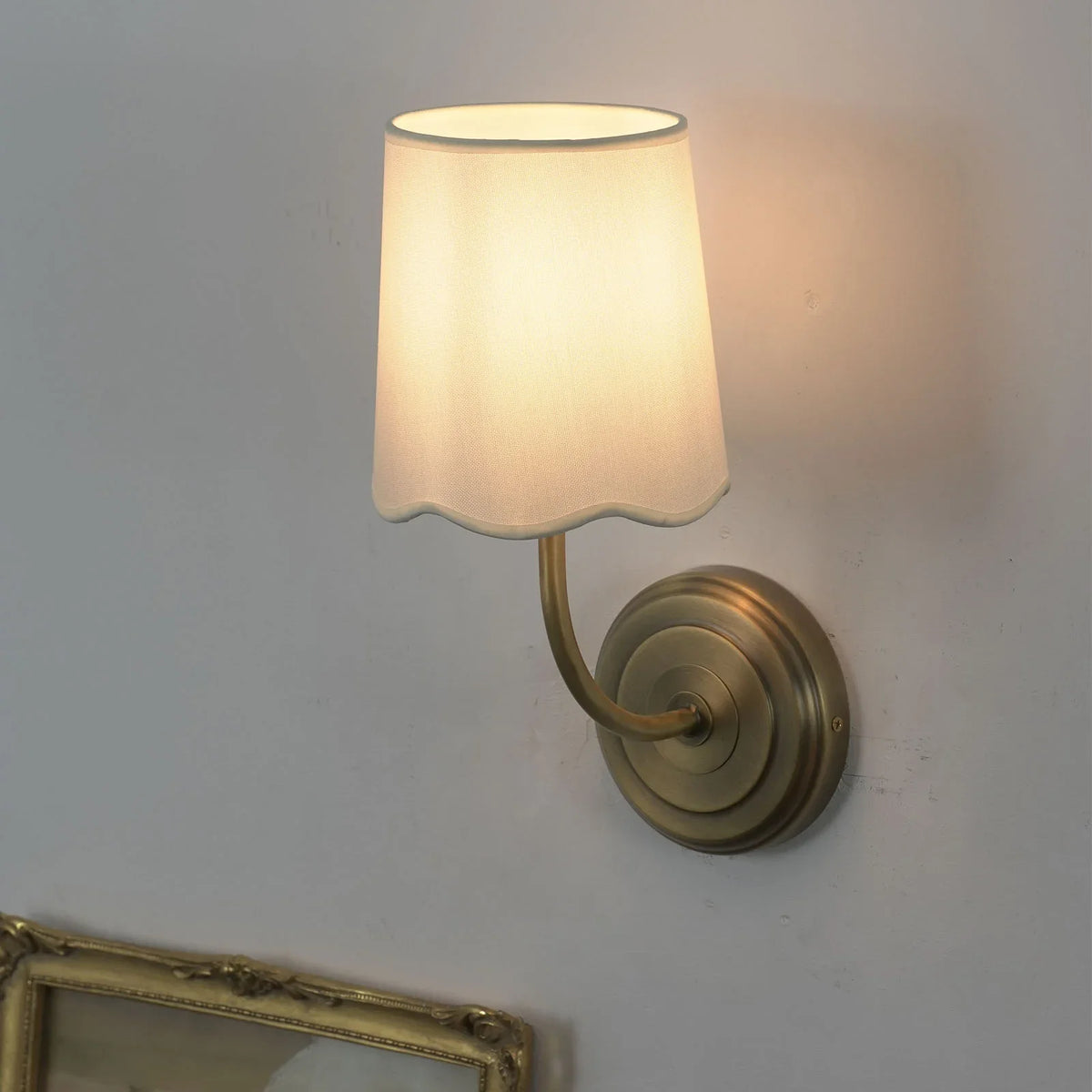 Curved Arm Fabric Shade Wall Sconce | Metavaya
