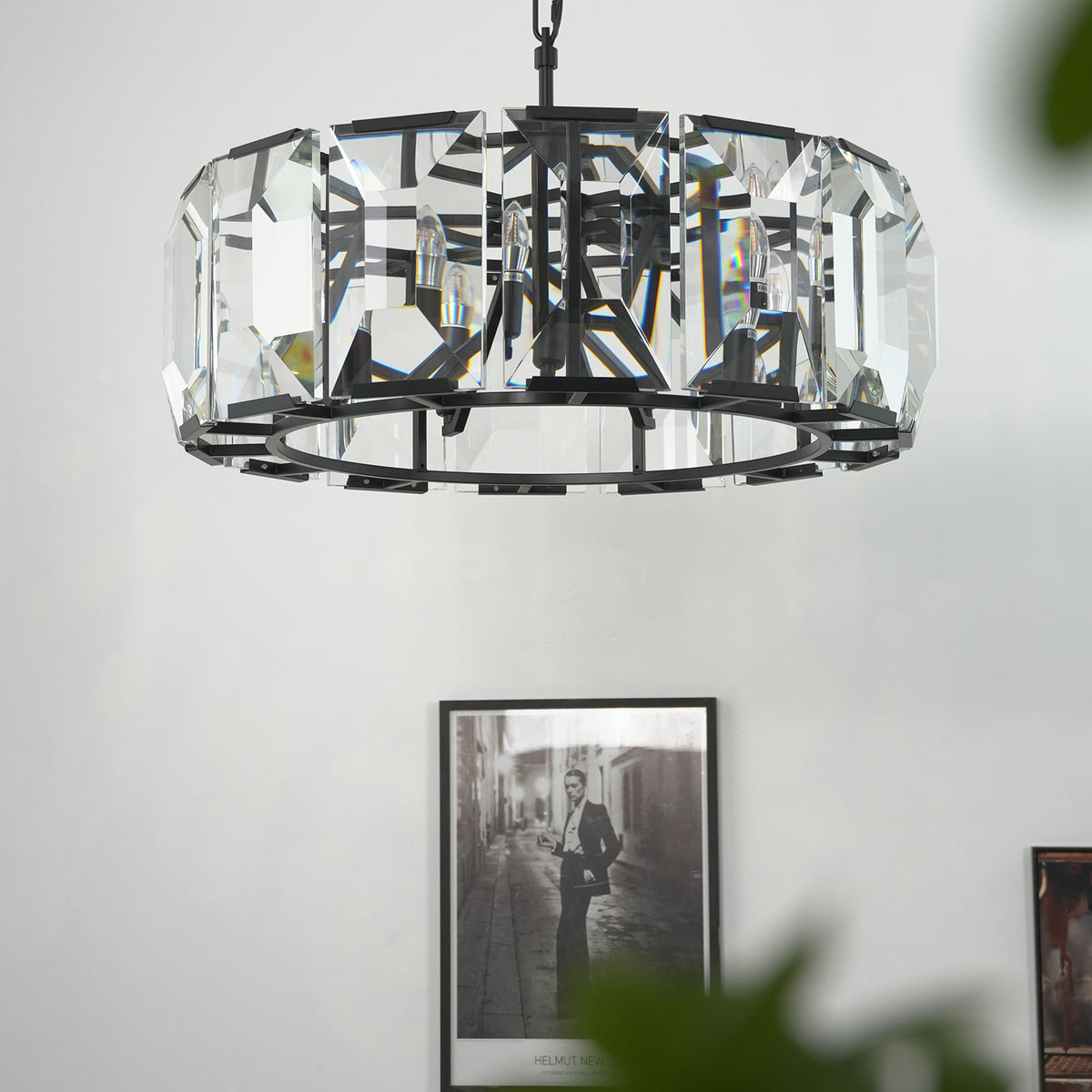 Cut_Glass_Chandelier_Side_View_on_Plain_White_Wall_Metavaya