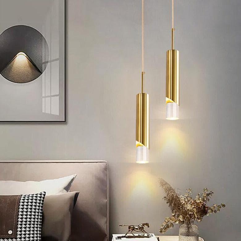 Metavaya Pendant lamp Dia 6cm x H 32cm / ∅ 2.7″ x H 12.6″ / Brass Cylinder Pendant Lamp 6938617817626 M2023120204-1