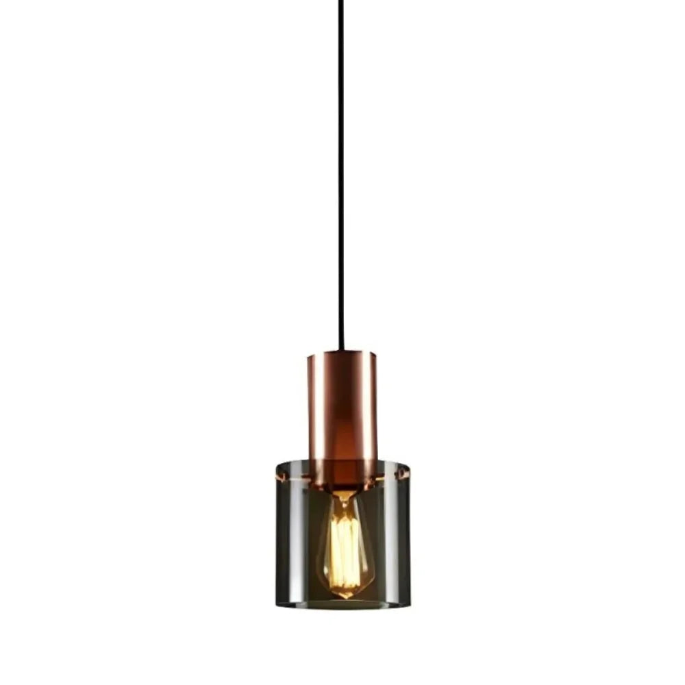 Metavaya Pendant light Dia 15cm x H 27cm / ∅ 5.9″ x H 10.6″ / Rose Gold&Smoke gray Cylindrical Glass Pendant Light 662668905990 M2024011109-2