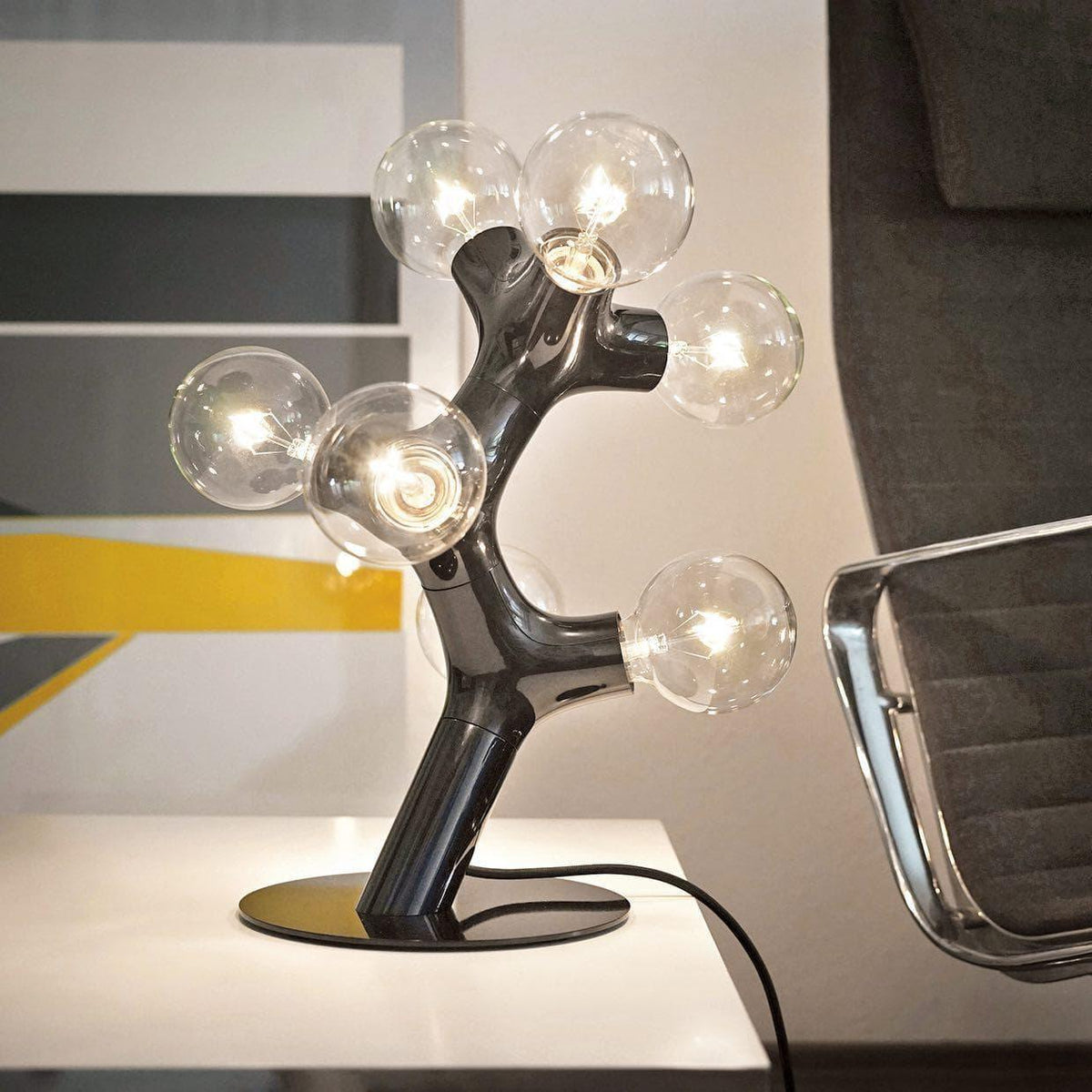 Metavaya Table lamp Dia 35cm x H 50cm / Chrome / US plug DNA Table Lamp 662668874548 M2023022901-1 DNA Table Lamp for Bedroom, Living Room and More