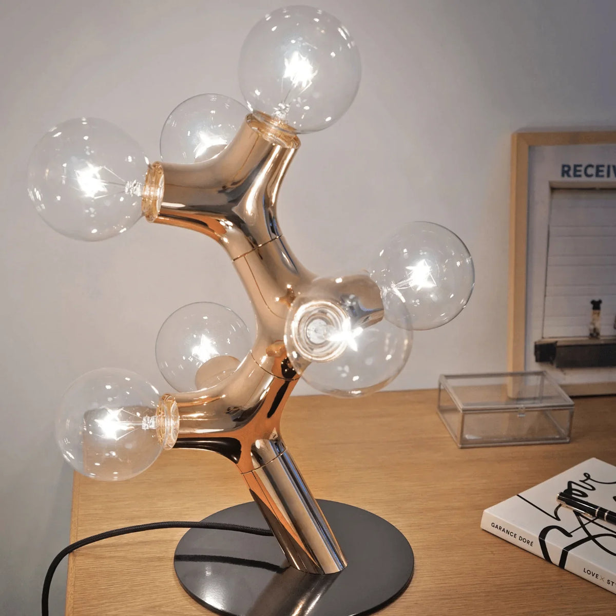 Metavaya Table lamp Dia 35cm x H 50cm / Gold / US plug DNA Table Lamp 662668874586 M2023022901-5 DNA Table Lamp for Bedroom, Living Room and More