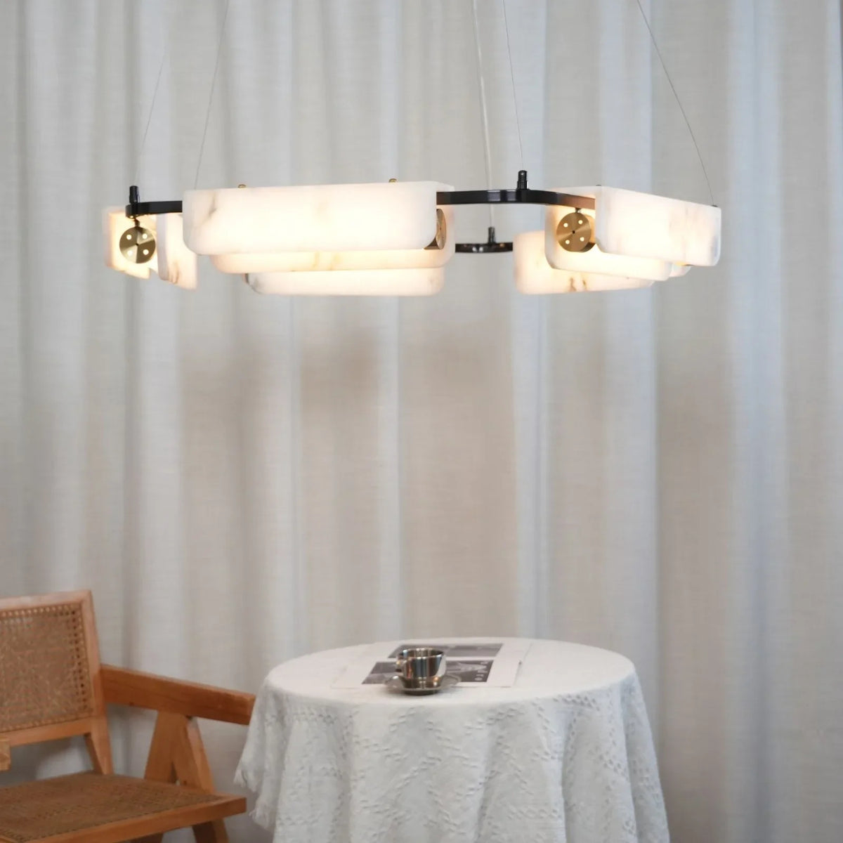 Delia Alabaster Chandelier - view 2 | Metavaya