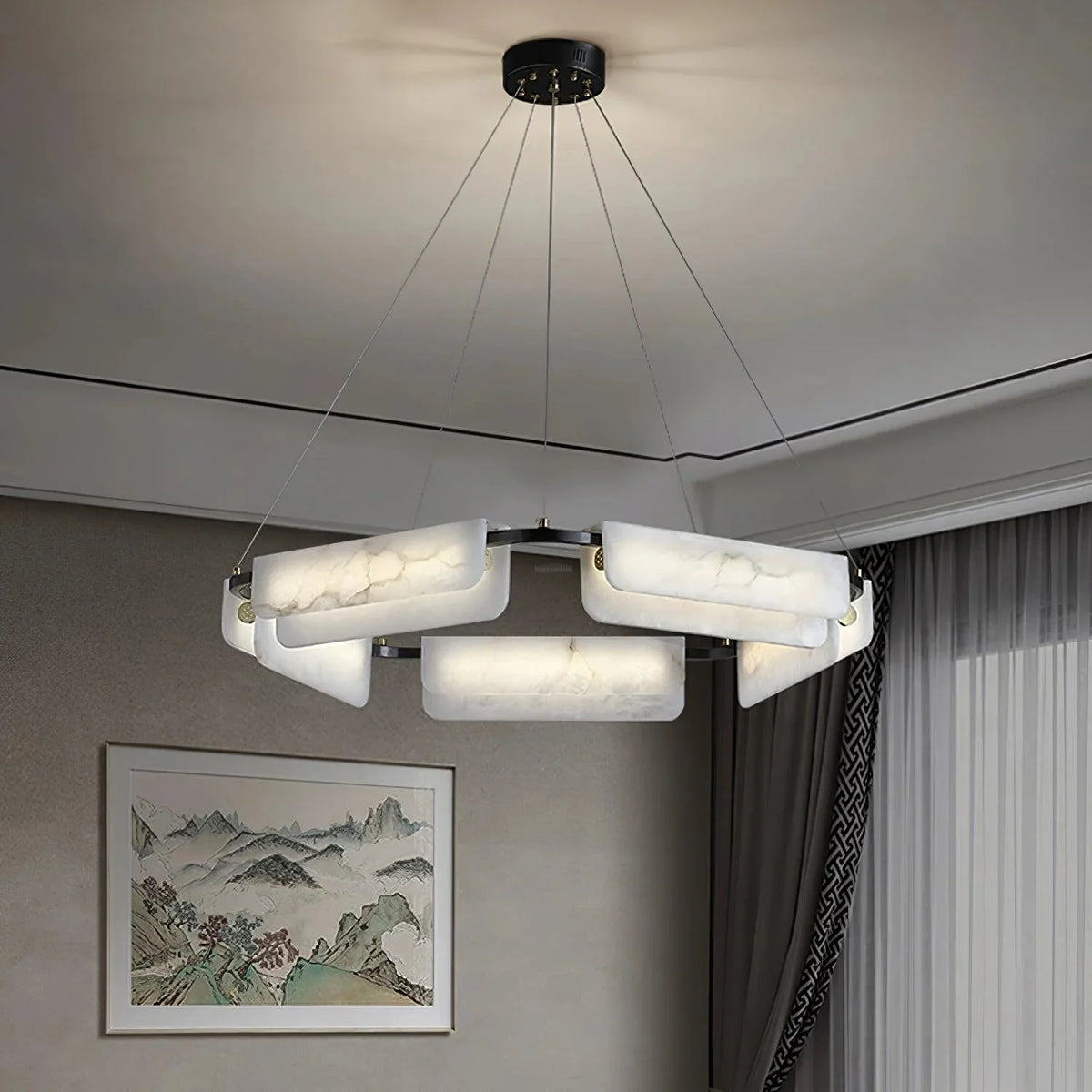 Metavaya Chandelier Delia Alabaster Chandelier Brass Delia Alabaster Chandelier