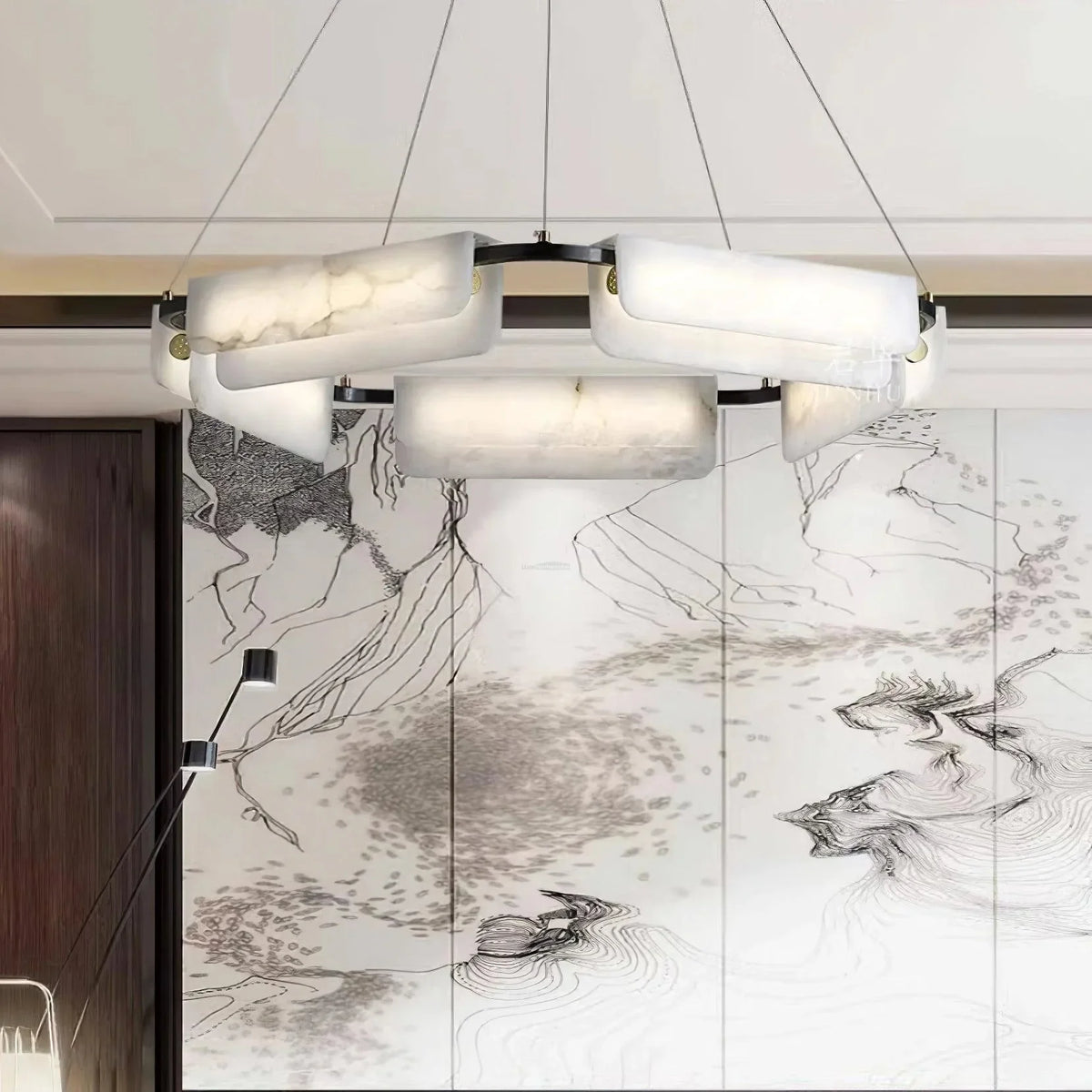Metavaya Chandelier Delia Alabaster Chandelier Brass Delia Alabaster Chandelier