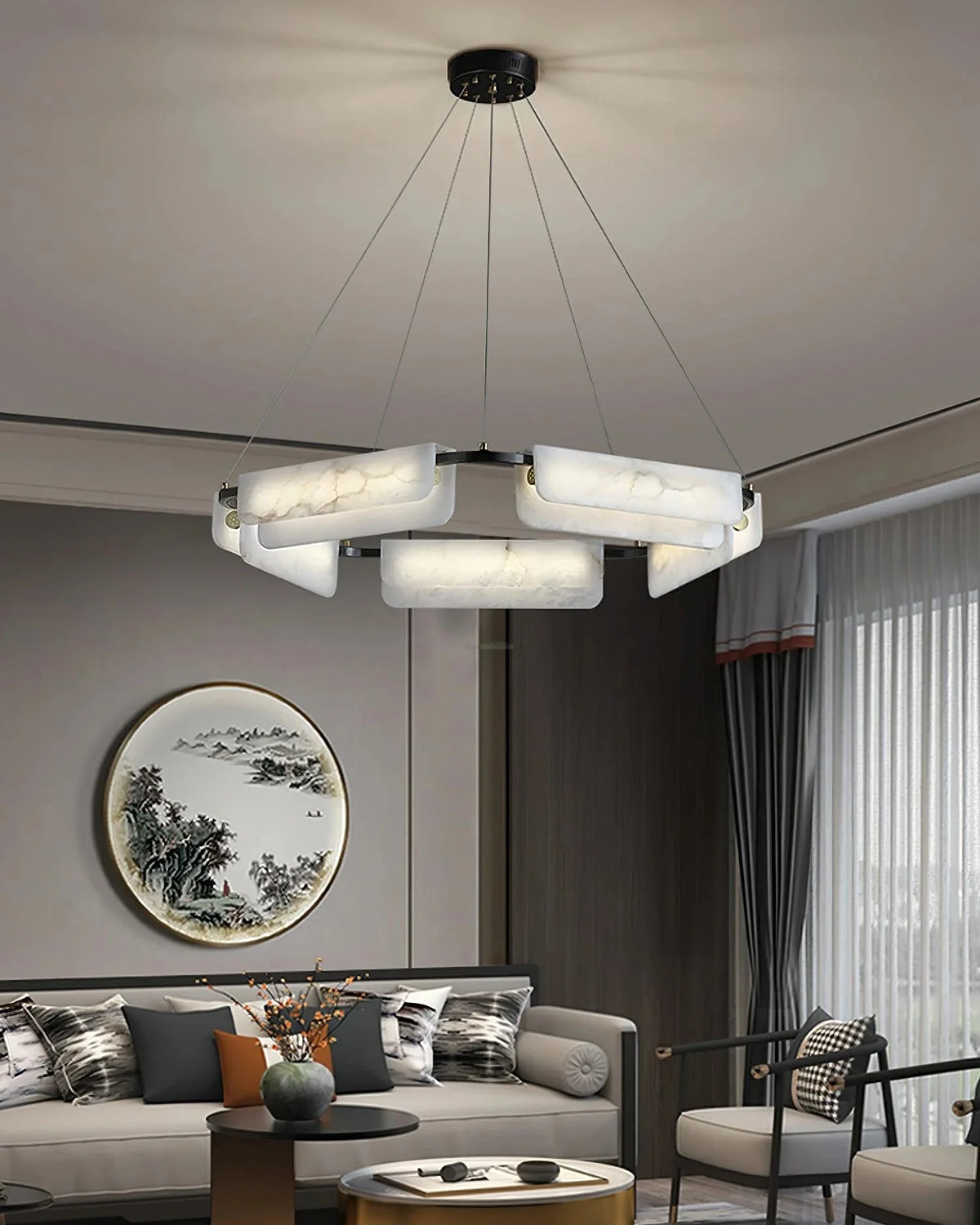 Metavaya Chandelier Delia Alabaster Chandelier Brass Delia Alabaster Chandelier