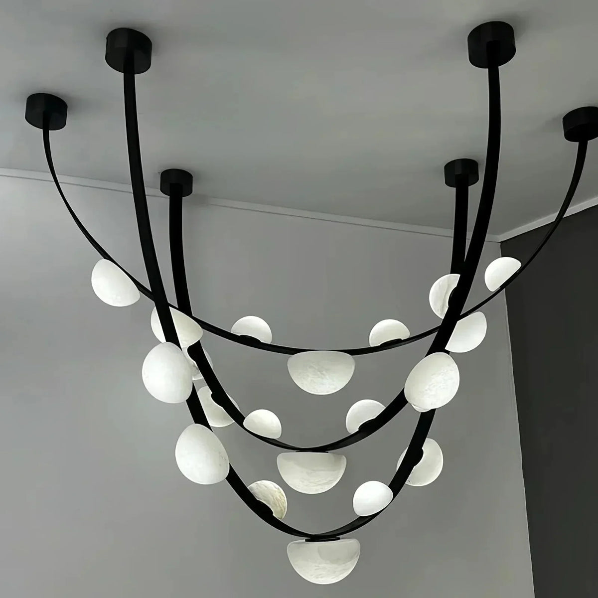 Dew Drops Alabaster Chandelier - view 6 | Metavaya
