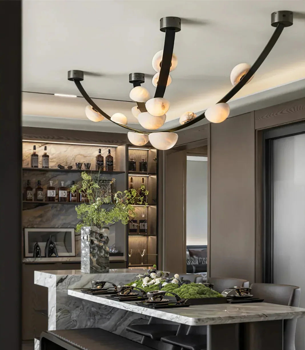 Dew Drops Alabaster Chandelier - view 15 | Metavaya