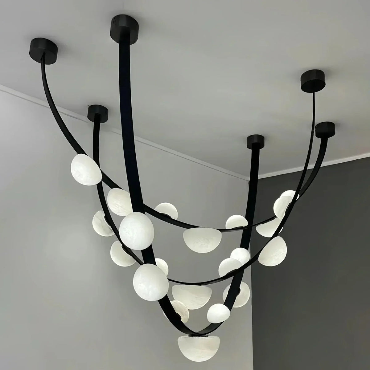 Dew Drops Alabaster Chandelier - view 7 | Metavaya