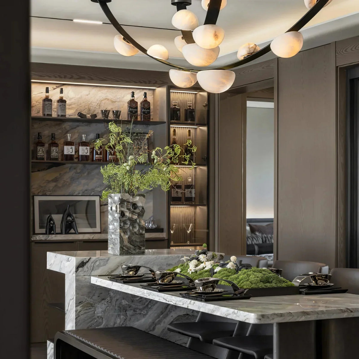 Dew Drops Alabaster Chandelier - view 5 | Metavaya
