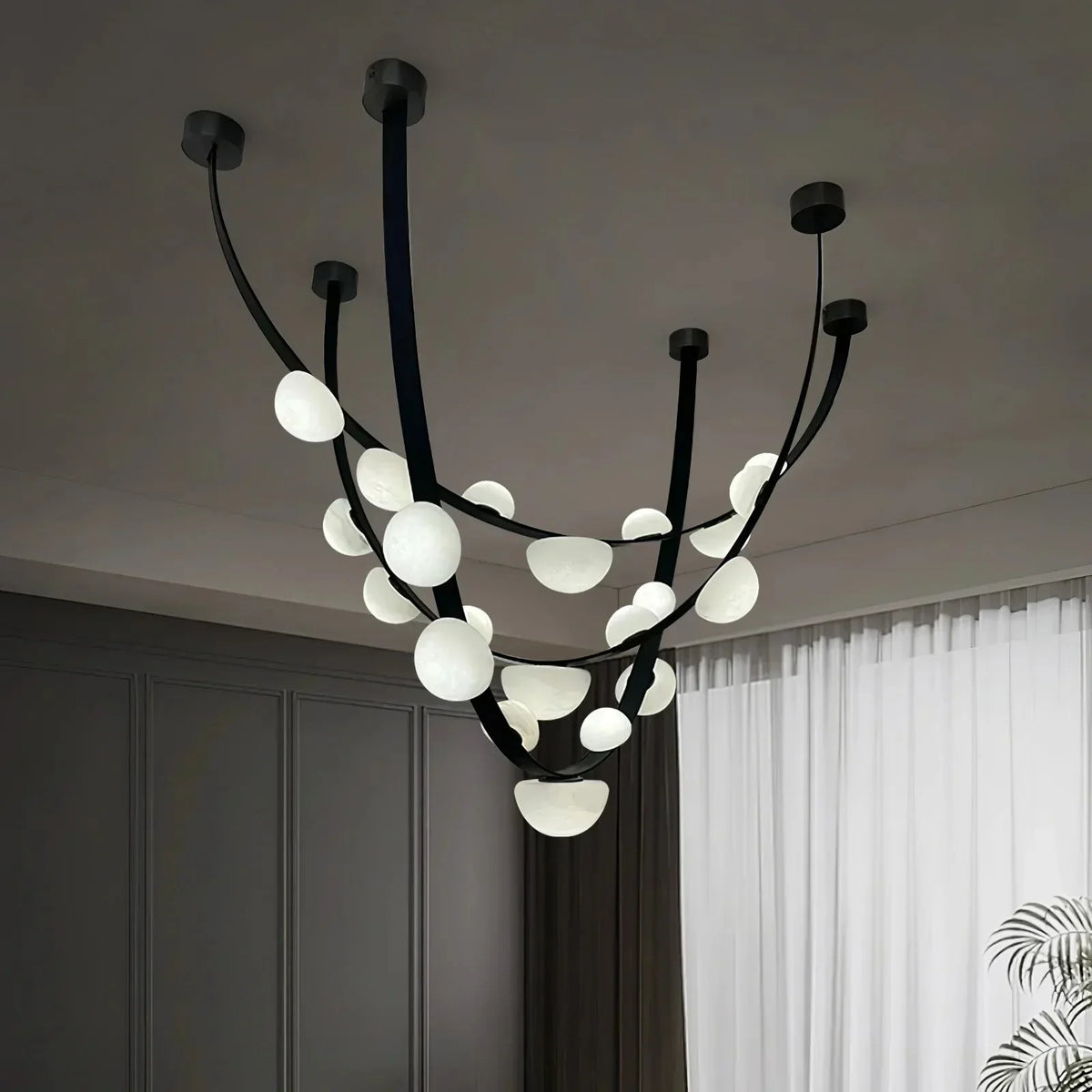 Dew Drops Alabaster Chandelier - view 2 | Metavaya
