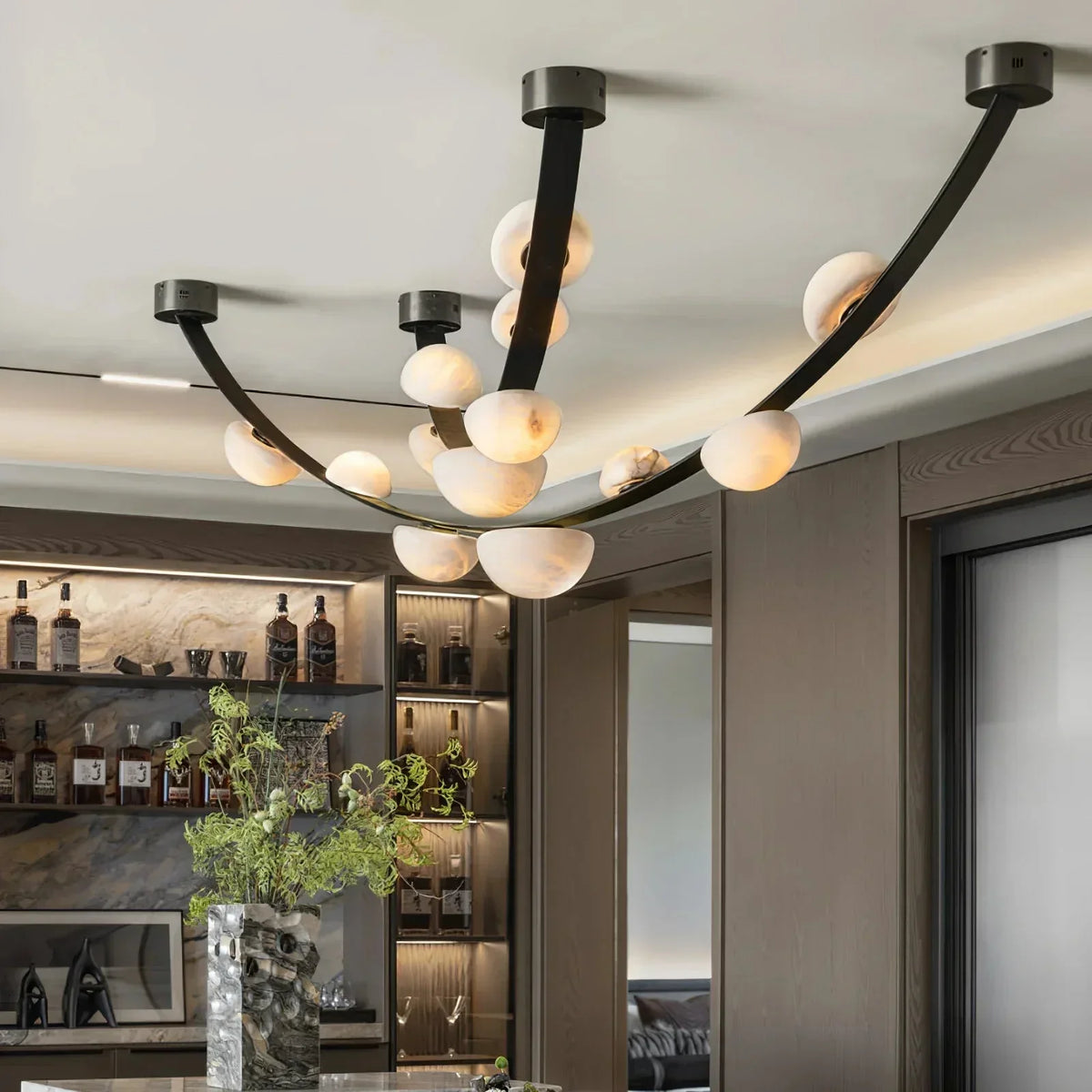 Dew Drops Alabaster Chandelier - view 3 | Metavaya
