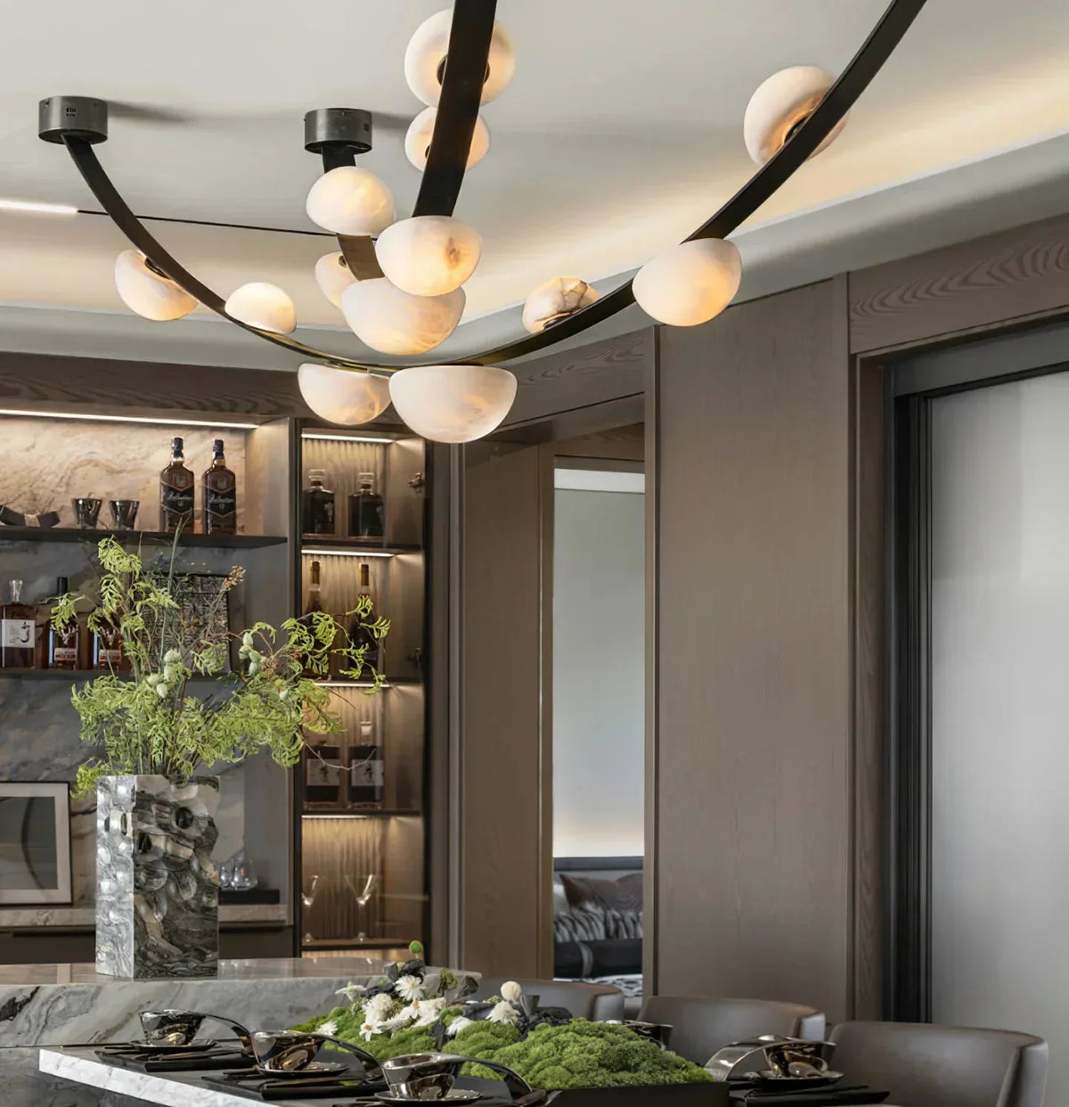Dew Drops Alabaster Chandelier - view 9 | Metavaya