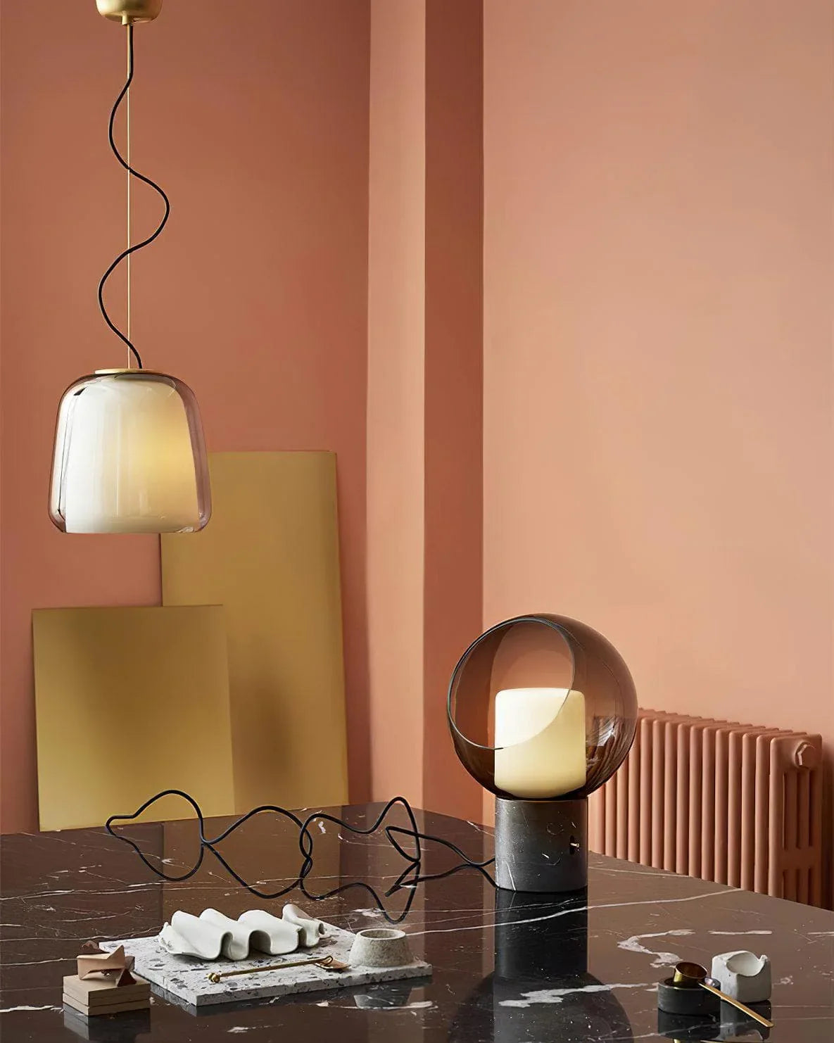 Metavaya Table lamp Dome Evedal Glass Table Lamp