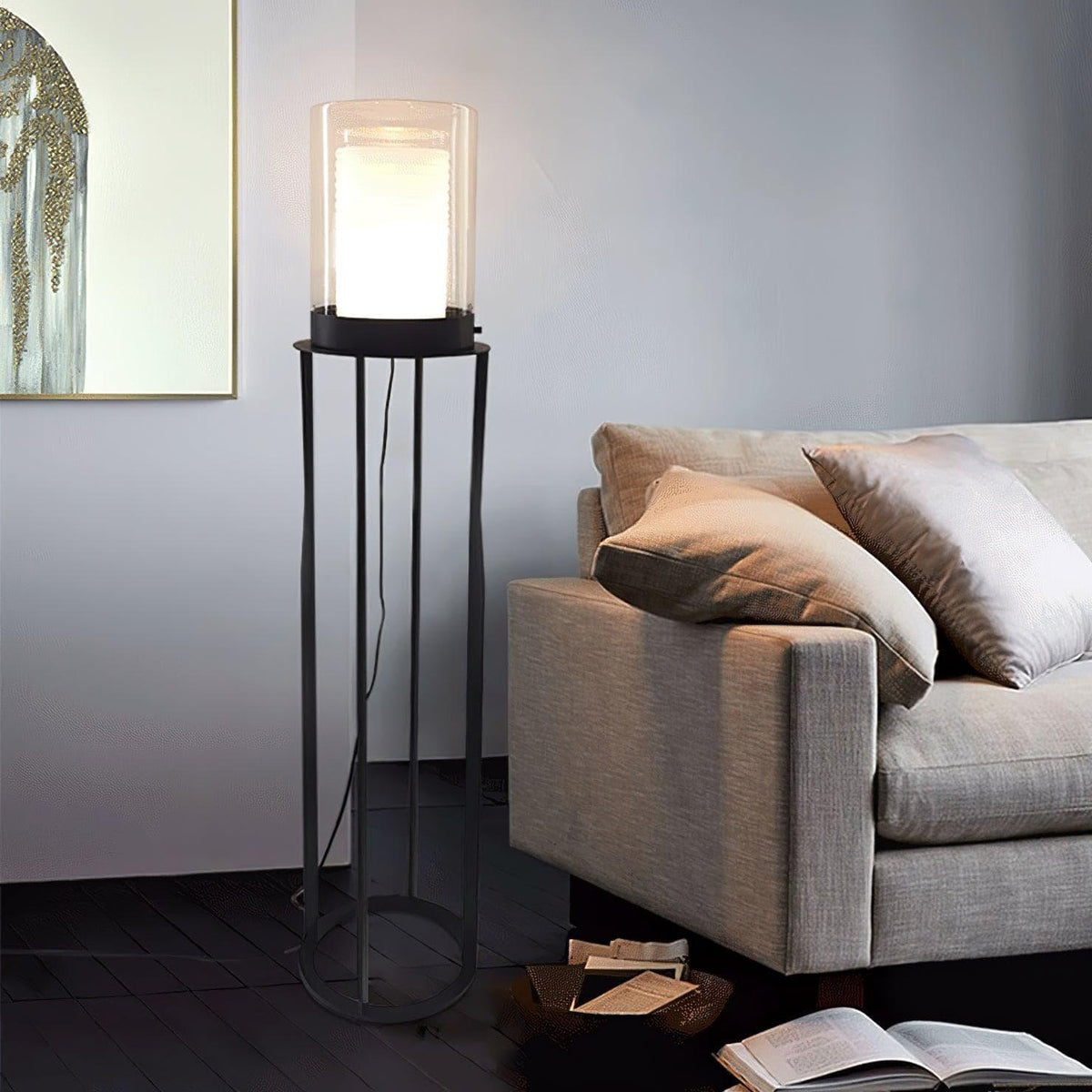 Dual Cylinder Glass Floor Lamp – Metavaya