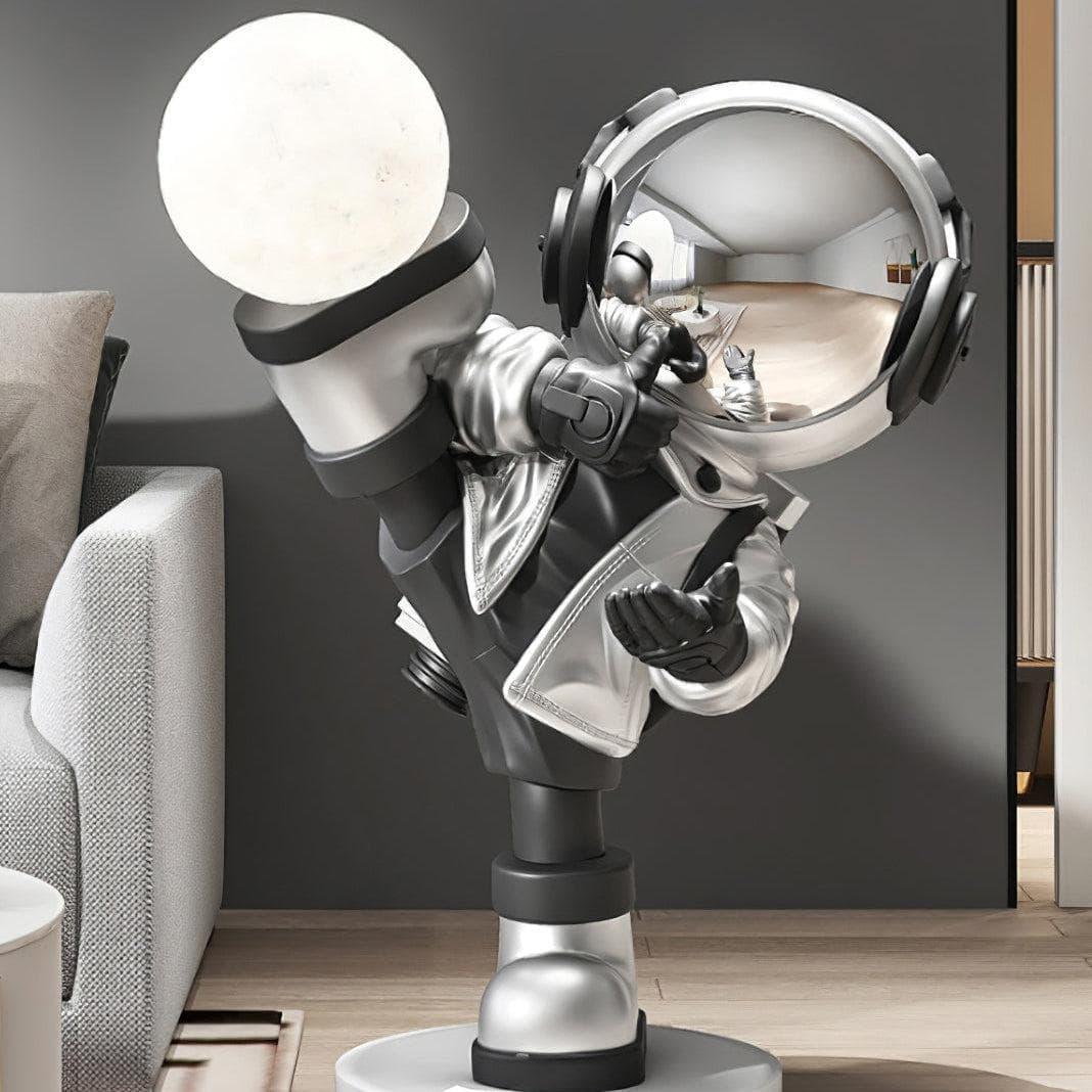Metavaya Floor lamp Dia 50cm x H 70cm / ∅ 19.6″ x H 27.5″ / Chrome Astronaut Built-in Battery Floor Lamp 662668899824 M2023123004-3