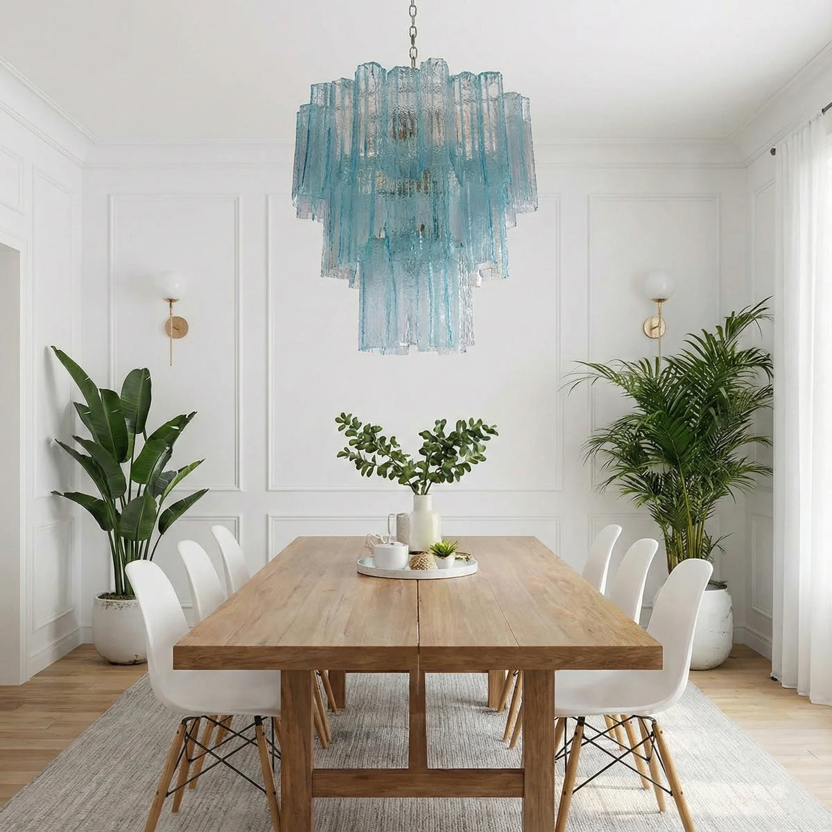 Elegant Blue Tube Chandelier - view 3 | Metavaya