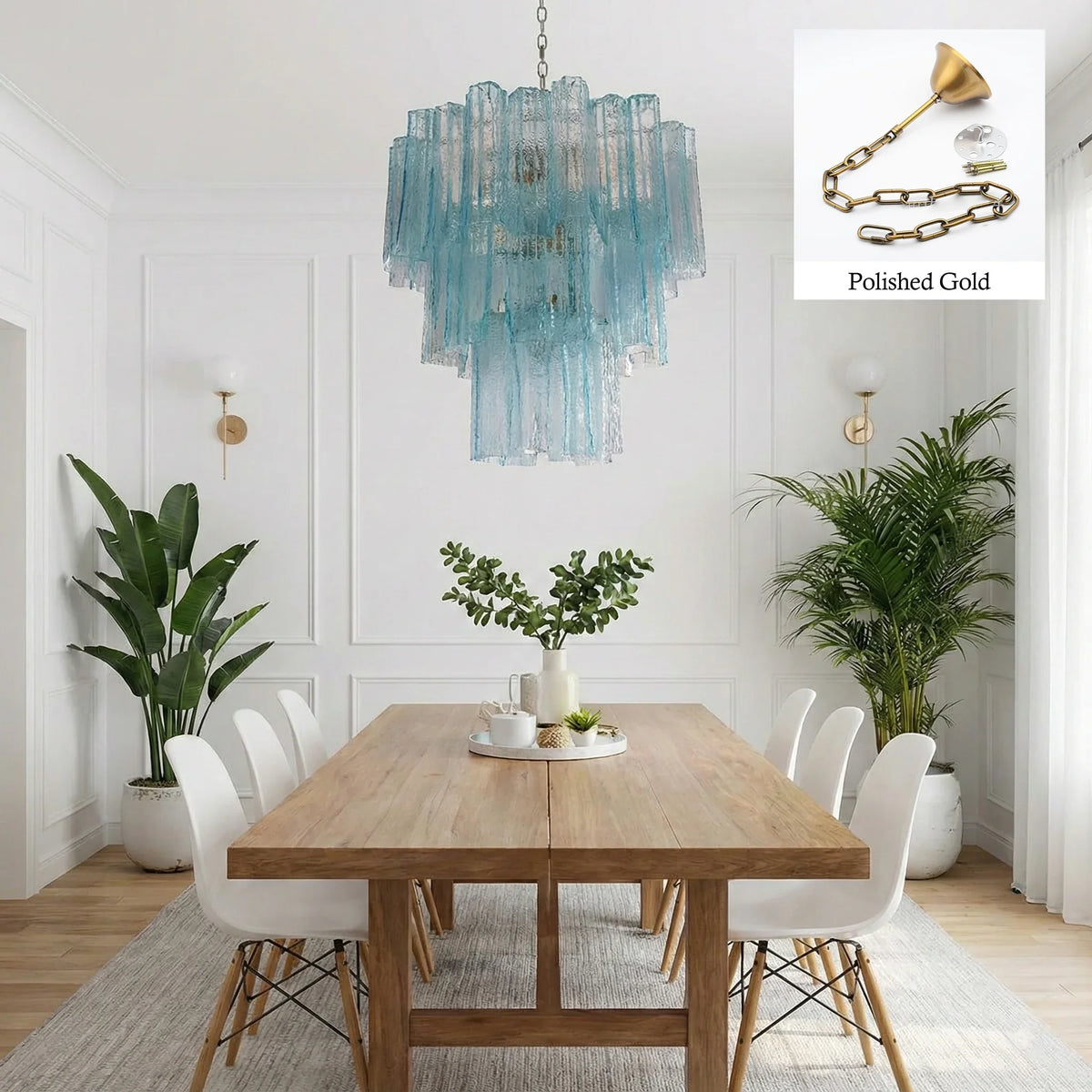 Elegant Blue Tube Chandelier - view 8 | Metavaya