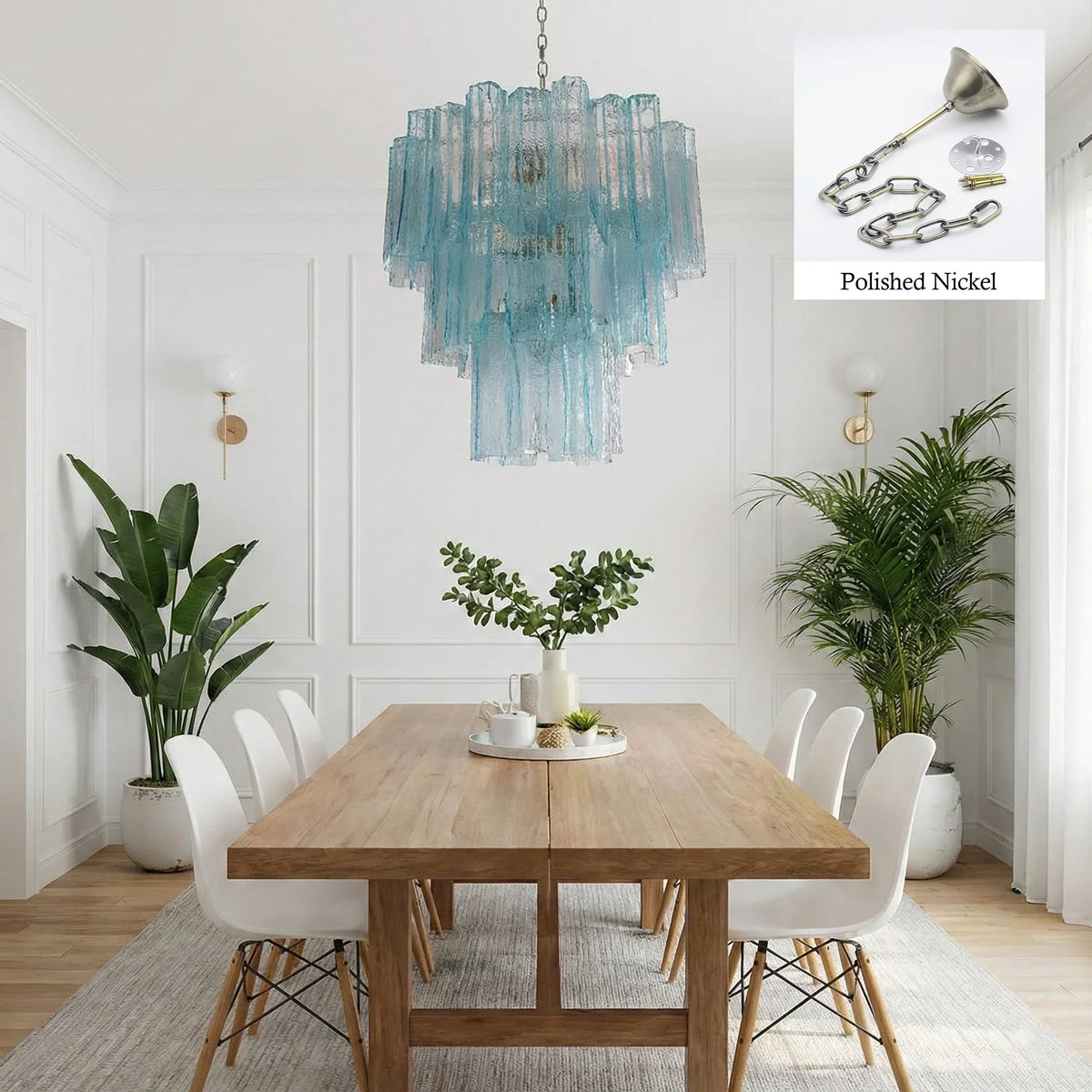 Elegant Blue Tube Chandelier - view 9 | Metavaya