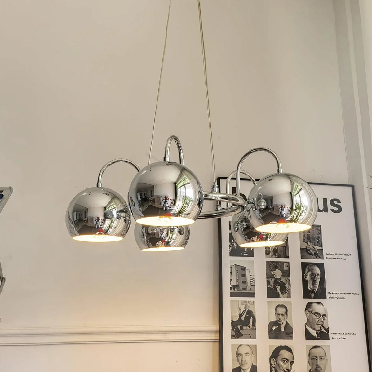 Metavaya Chandelier 5 Heads Dia 58cm x H 20cm / ∅ 22.8″ x H 7.9″ / Chrome Eyeball Chandeliers 6938617790219 M2023101204-2