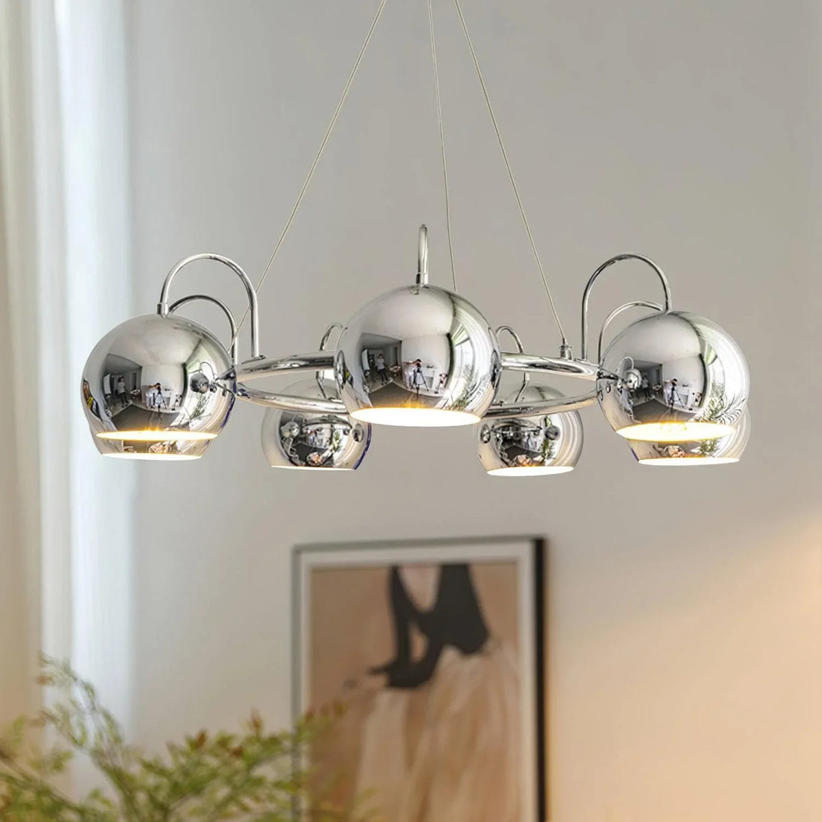 Metavaya Chandelier 7 Heads Dia 75cm x H 20cm / ∅ 29.5″ x H 7.9″ / Chrome Eyeball Chandeliers 6938617790226 M2023101204-3