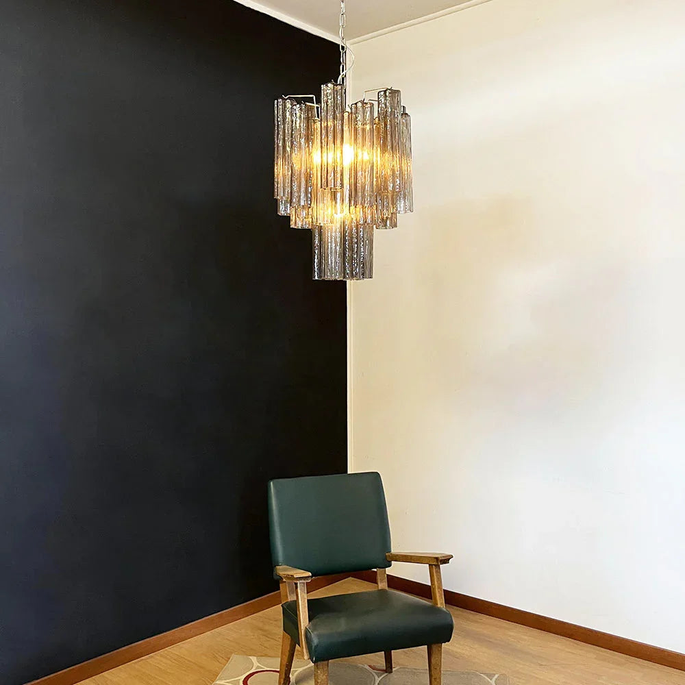 Fantastic Smoked Tube Chandelier - view 2 | Metavaya