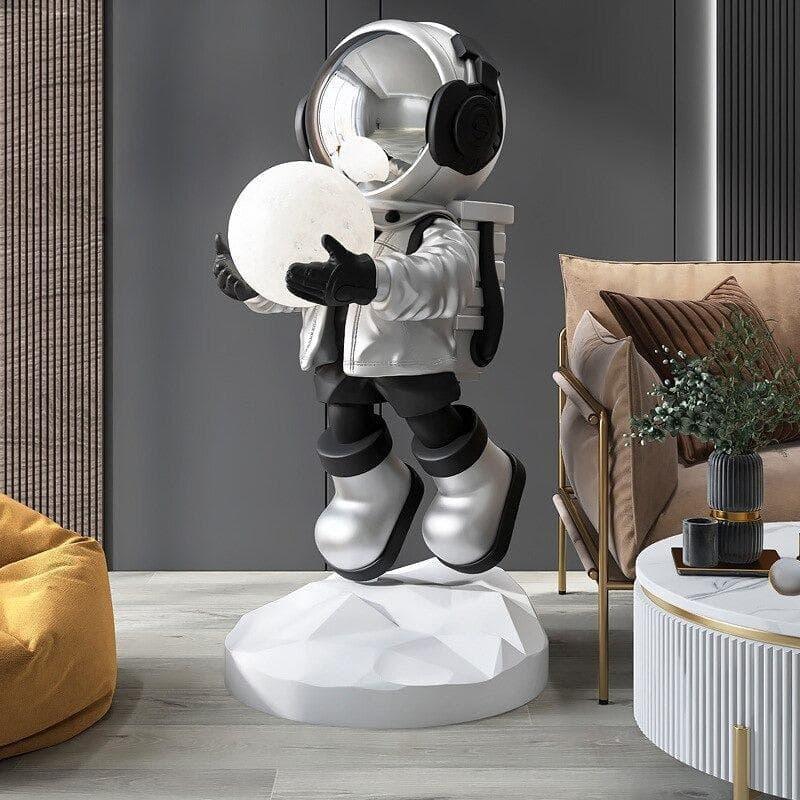 Metavaya Floor lamp Dia 38cm x H 80cm / ∅ 15″ x H 31.5″ / Chrome / Warm Light Fantasy Astronaut Floor lamp 6938617804749 M2023103003-1