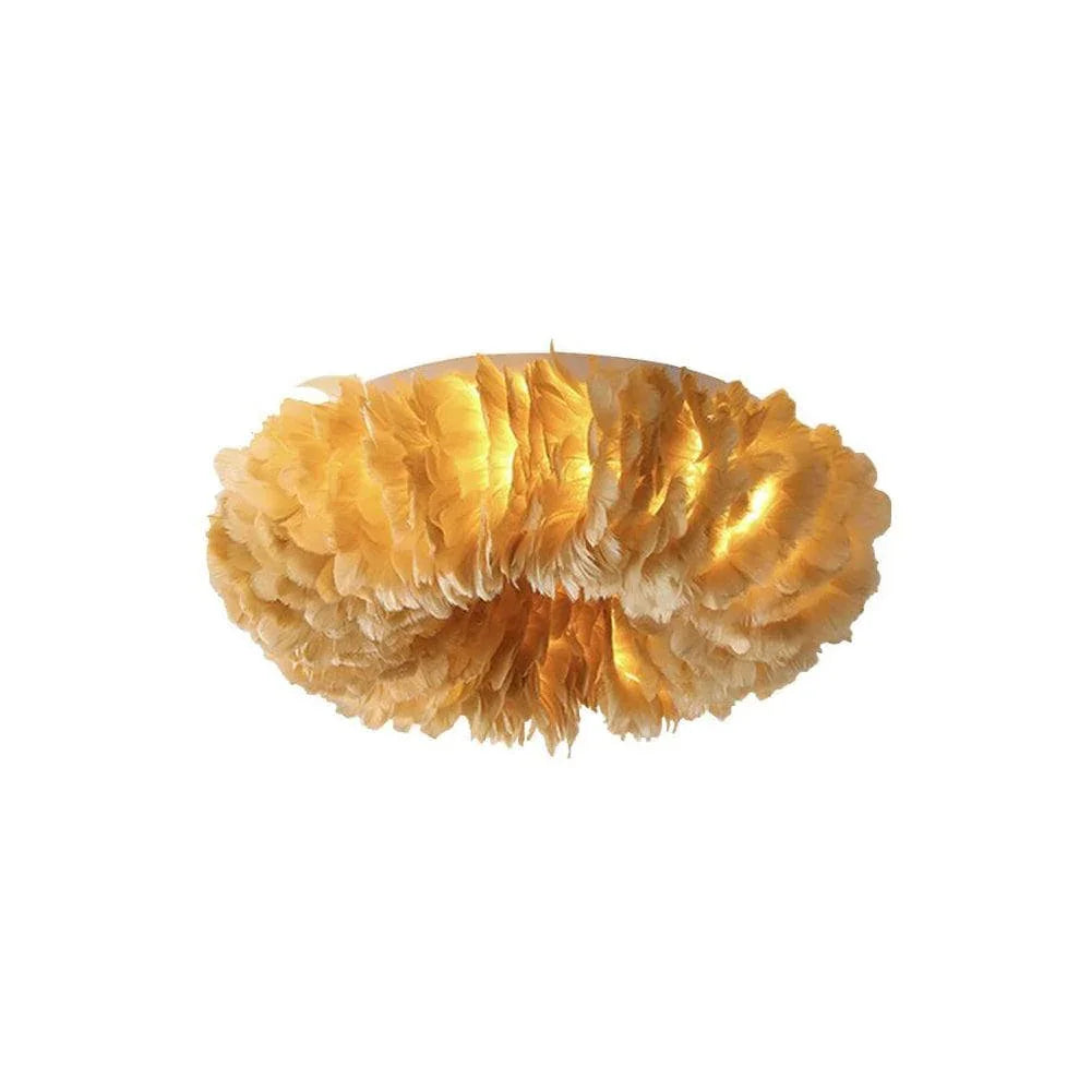 Metavaya Ceiling Lamp Dia 50cm x H 17cm / ∅ 19.7″ x H 6.7″ / Yellow Feather Ceiling Lamp 6938617814212 M2023111103-2