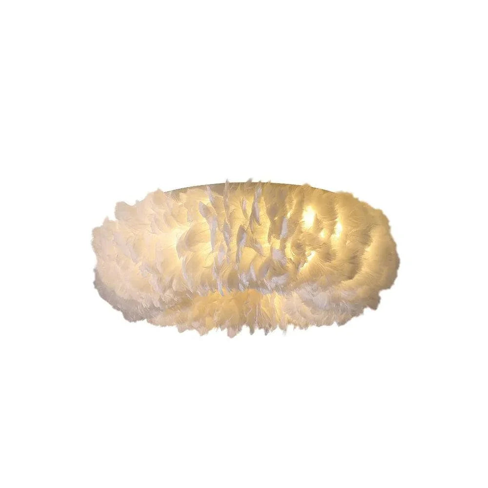 Metavaya Ceiling Lamp Dia 50cm x H 17cm / ∅ 19.7″ x H 6.7″ / White Feather Ceiling Lamp 6938617814205 M2023111103-1