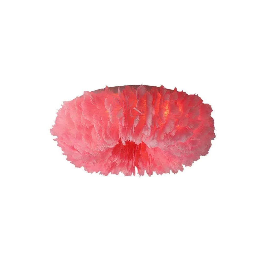 Metavaya Ceiling Lamp Dia 50cm x H 17cm / ∅ 19.7″ x H 6.7″ / Pink Feather Ceiling Lamp 6938617814229 M2023111103-3