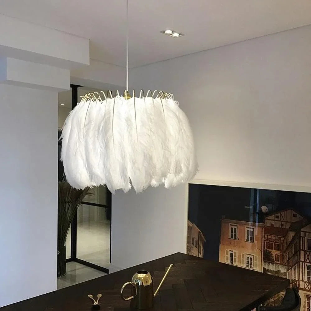 Metavaya Pendant lamp Model A Dia 50cm x H 35cm / ∅ 19.7″ x H 13.8″ / White Feather Pendant Lamp 6938617801632 M2023101802-2