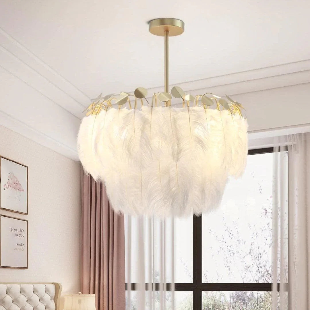 Metavaya Pendant lamp Model B Dia 55cm x H 35cm / ∅ 21.7″ x H 13.8″ / White Feather Pendant Lamp 6938617801670 M2023101802-6