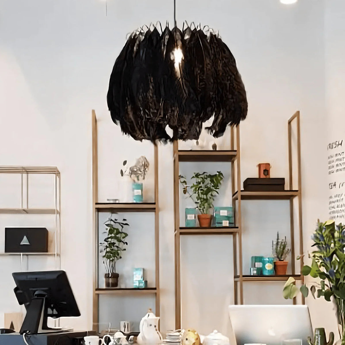 Metavaya Pendant lamp Model A Dia 50cm x H 35cm / ∅ 19.7″ x H 13.8″ / Black Feather Pendant Lamp 6938617801625 M2023101802-1