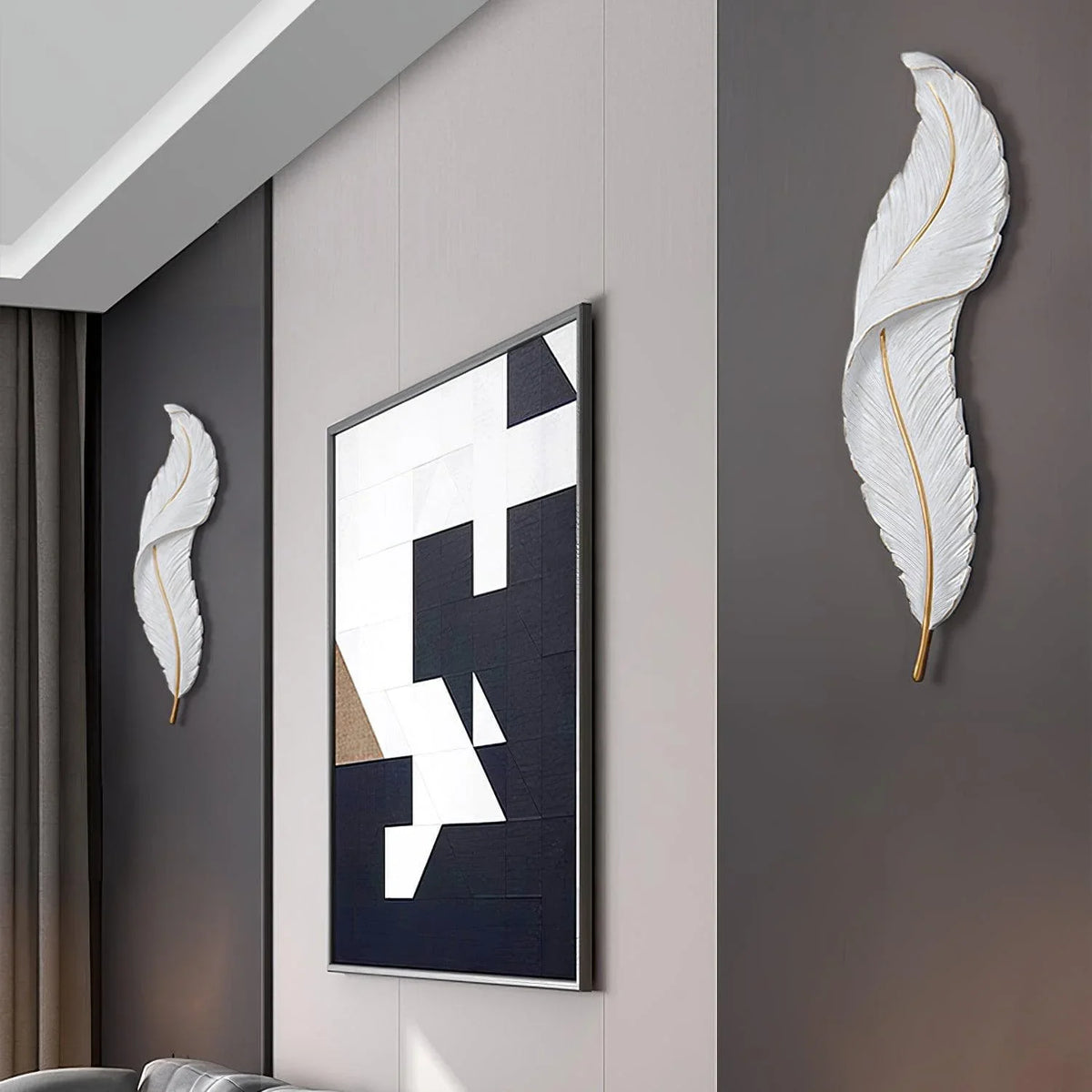 Metavaya Wall lamp W 18 cm x H 65 cm / W 7.1″ x H 25.6″*2 / White / Warm light Feather Wall Lamp 6938617819262 M2023120810-3 Feather Wall Lamp|Design Style