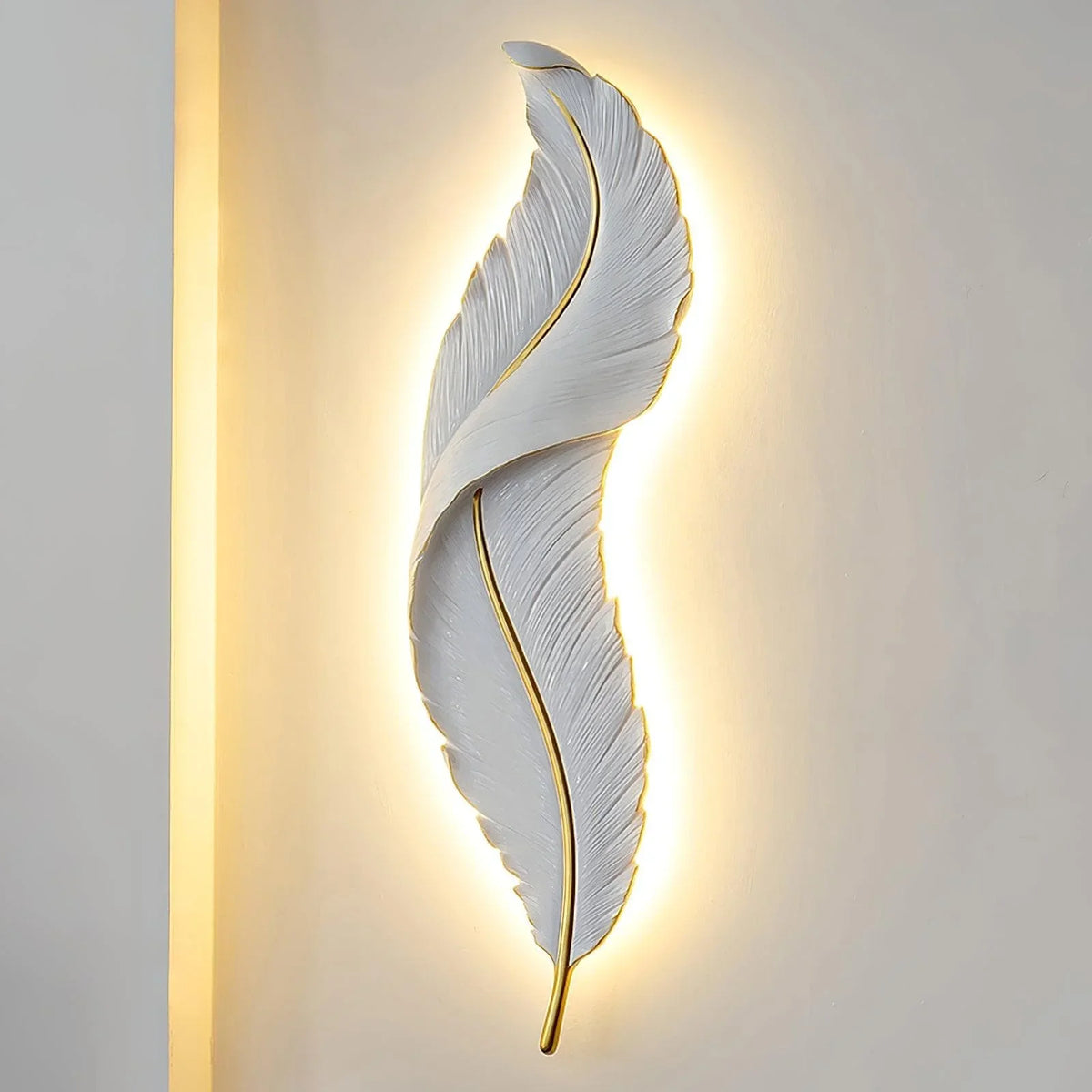 Metavaya Wall lamp W 18 cm x H 65 cm / W 7.1″ x H 25.6″ / White / Warm light Feather Wall Lamp 6938617819248 M2023120810-1 Feather Wall Lamp|Design Style