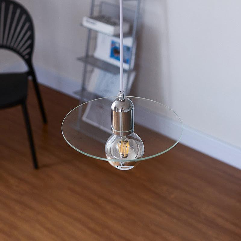 Metavaya Pendant lamp Dia 23cm x H 15cm / ∅ 9.1″ x H 5.9″ / Chrome Flat Glass Pendant Lamp 6938617817503 M2023113005-1