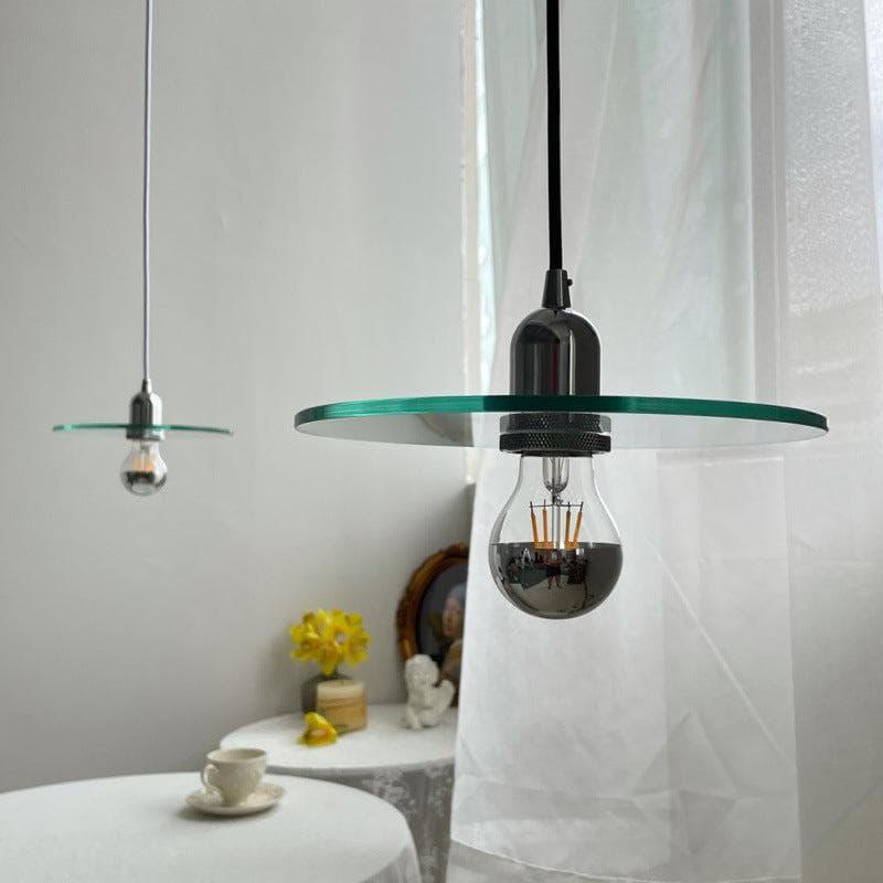 Metavaya Pendant lamp Dia 23cm x H 15cm / ∅ 9.1″ x H 5.9″ / Chrome Flat Glass Pendant Lamp 6938617817503 M2023113005-1