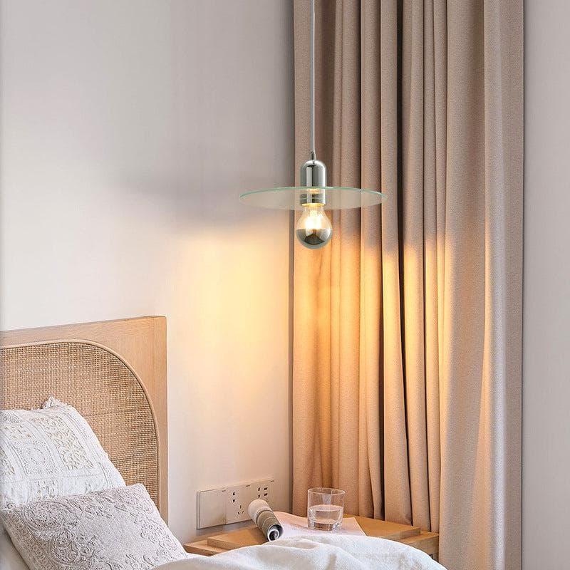 Metavaya Pendant lamp Dia 23cm x H 15cm / ∅ 9.1″ x H 5.9″ / Chrome Flat Glass Pendant Lamp 6938617817503 M2023113005-1