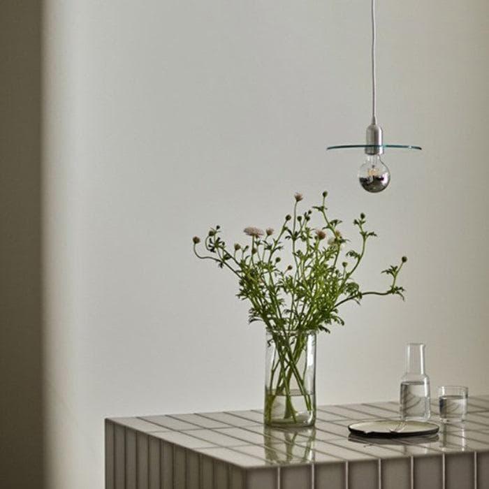 Metavaya Pendant lamp Dia 23cm x H 15cm / ∅ 9.1″ x H 5.9″ / Chrome Flat Glass Pendant Lamp 6938617817503 M2023113005-1