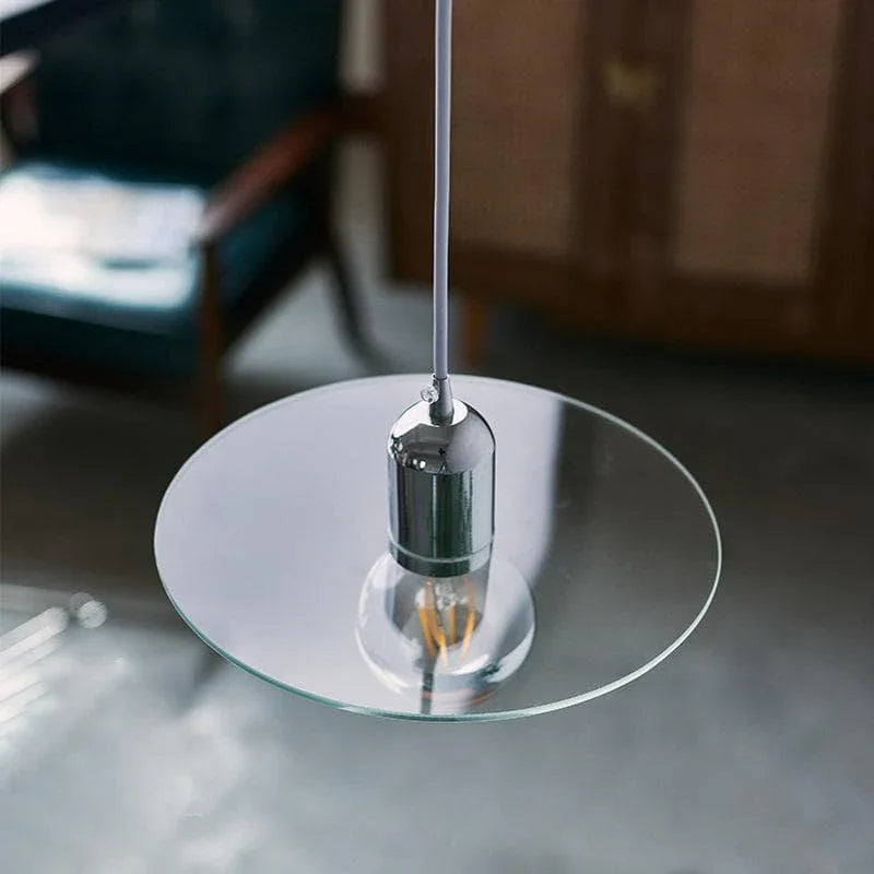 Metavaya Pendant lamp Dia 23cm x H 15cm / ∅ 9.1″ x H 5.9″ / Chrome Flat Glass Pendant Lamp 6938617817503 M2023113005-1