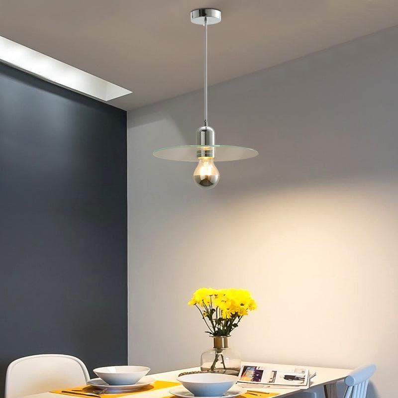 Metavaya Pendant lamp Dia 23cm x H 15cm / ∅ 9.1″ x H 5.9″ / Chrome Flat Glass Pendant Lamp 6938617817503 M2023113005-1