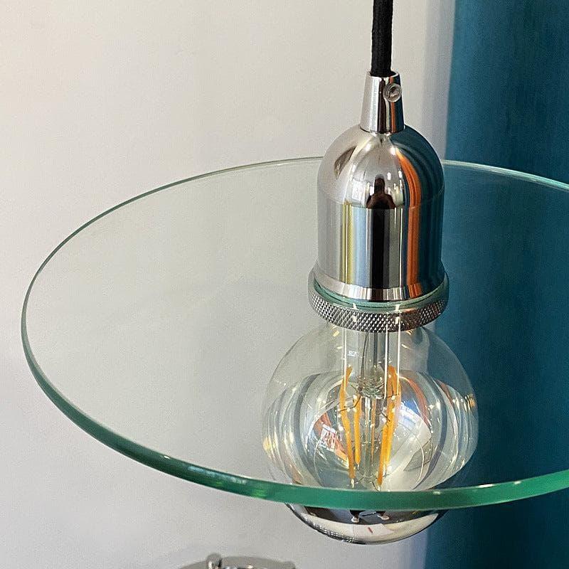 Metavaya Pendant lamp Dia 23cm x H 15cm / ∅ 9.1″ x H 5.9″ / Chrome Flat Glass Pendant Lamp 6938617817503 M2023113005-1