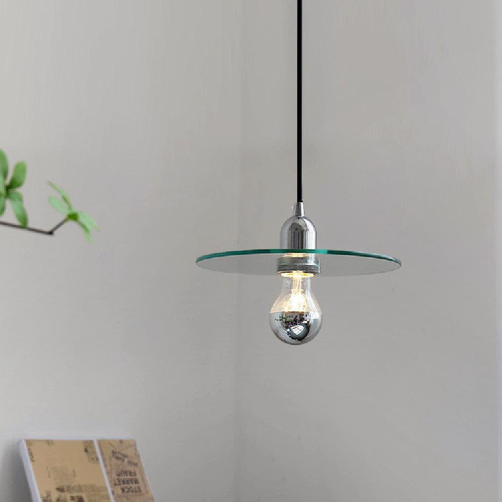 Metavaya Pendant lamp Dia 23cm x H 15cm / ∅ 9.1″ x H 5.9″ / Chrome Flat Glass Pendant Lamp 6938617817503 M2023113005-1
